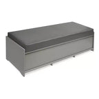 Banc de rangement pour enfants avec coussin et trois bacs gris