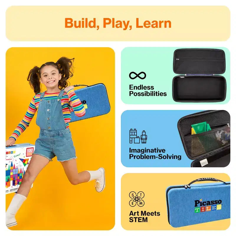 Sac de transport pour tuiles magnétiques, sac de rangement de voyage pour enfants, rangement de jouets portable, support de blocs de construction STEM