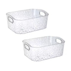 Trio Home 2 Pack Clear Storage Bins with Silver Handles, Container Bins for Organizing - Bathroom, Kitchen, Pantry, Closet, Vanity