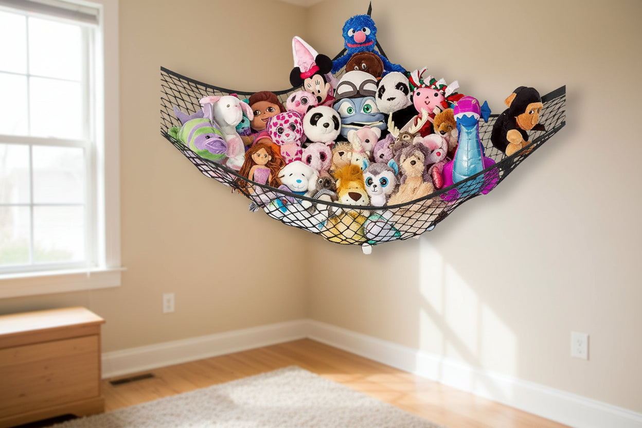 Lilly's Love Standard Size 2 Pack Stuffed Animal Net Hammock, Corner Hanging Toy Storage Organizer