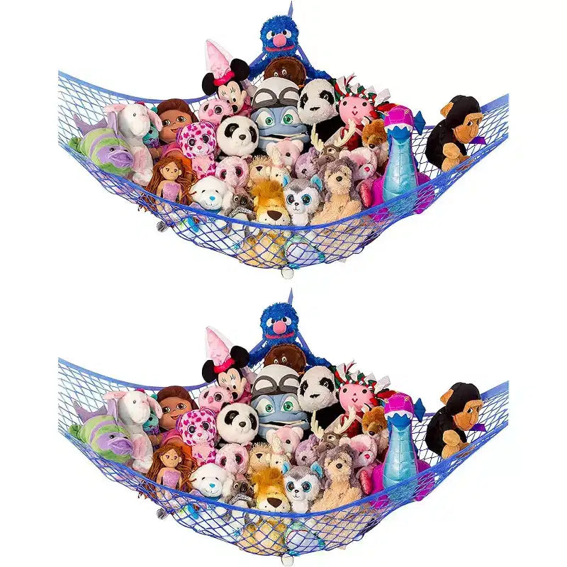 Lot de 2 hamacs en filet pour animaux en peluche de taille standard, organisateur de rangement de jouets suspendu dans un coin