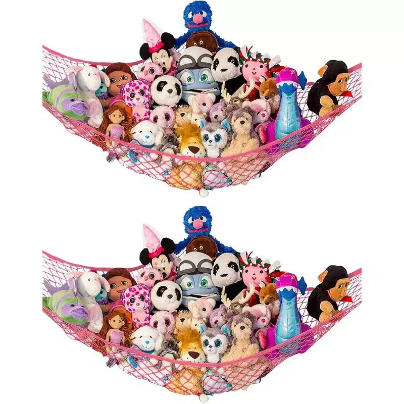 Lot de 2 hamacs en filet pour animaux en peluche de taille standard, organisateur de rangement de jouets suspendu dans un coin