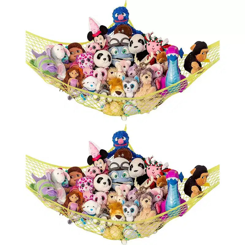 Lot de 2 hamacs en filet pour animaux en peluche de taille standard, organisateur de rangement de jouets suspendu dans un coin