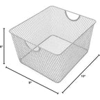 Corbeilles de rangement ouvertes en maille argentée
