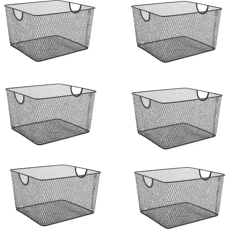 YBM Home Black Mesh Open Storage Basket, Pack of 6