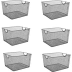 YBM Home Black Mesh Open Storage Basket, Pack of 6