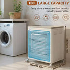 Panier à linge roulant avec couvercle, boîte de rangement pour vêtements domestique, grande capacité de 123 L, boîte de rangement pliable pour vêtements et couettes de chambre