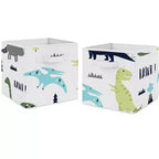 Sweet Jojo Designs Boy Set of 2 Kids' Decorative Fabric Storage Bins Mod Dinosaur Blue And Green