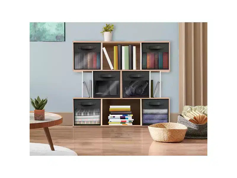 Lot de 6 bacs de rangement pliables en tissu de 28 cm avec fenêtre transparente – pour organiser vêtements, jouets, livres, étagères, placards et plus