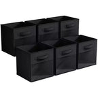Lot de 6 bacs de rangement pliables en tissu de 28 cm avec fenêtre transparente – pour organiser vêtements, jouets, livres, étagères, placards et plus