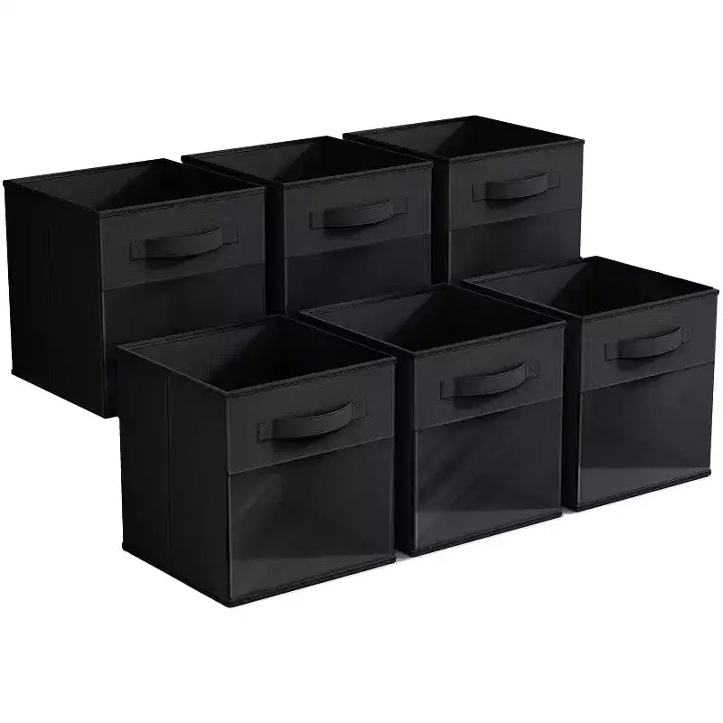 Lot de 6 bacs de rangement pliables en tissu de 28 cm avec fenêtre transparente – pour organiser vêtements, jouets, livres, étagères, placards et plus