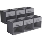 Lot de 6 bacs de rangement pliables en tissu de 28 cm avec fenêtre transparente – pour organiser vêtements, jouets, livres, étagères, placards et plus