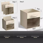 Lot de 6 bacs de rangement pliables en tissu de 28 cm avec fenêtre transparente – pour organiser vêtements, jouets, livres, étagères, placards et plus