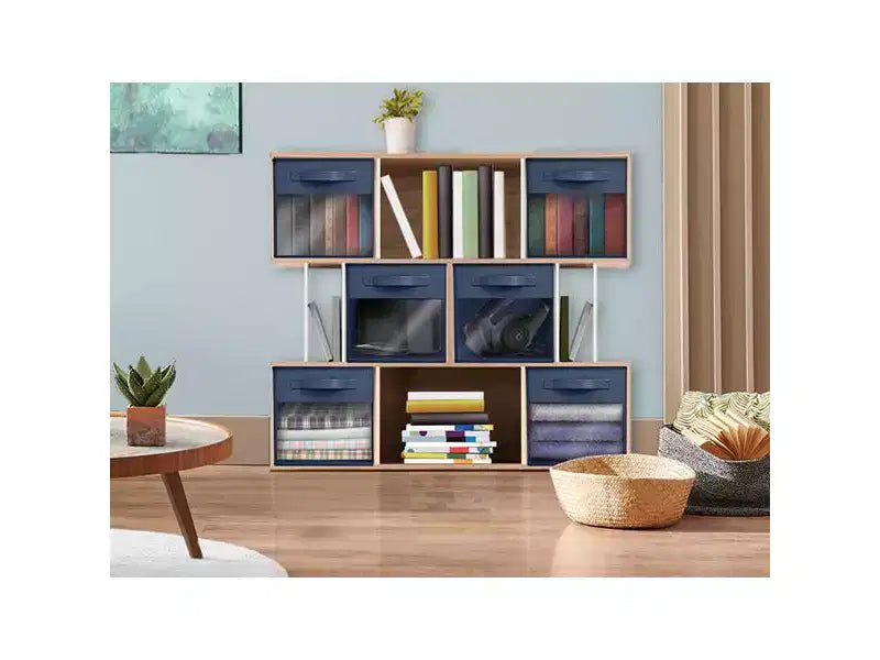 Lot de 6 bacs de rangement pliables en tissu de 28 cm avec fenêtre transparente – pour organiser vêtements, jouets, livres, étagères, placards et plus