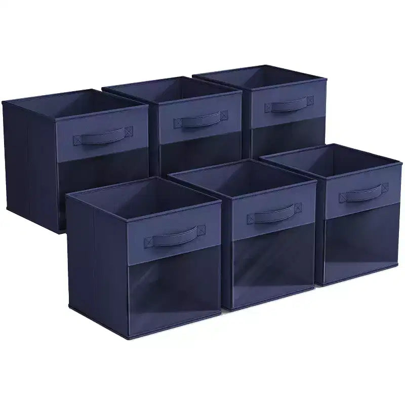 Lot de 6 bacs de rangement pliables en tissu de 28 cm avec fenêtre transparente – pour organiser vêtements, jouets, livres, étagères, placards et plus
