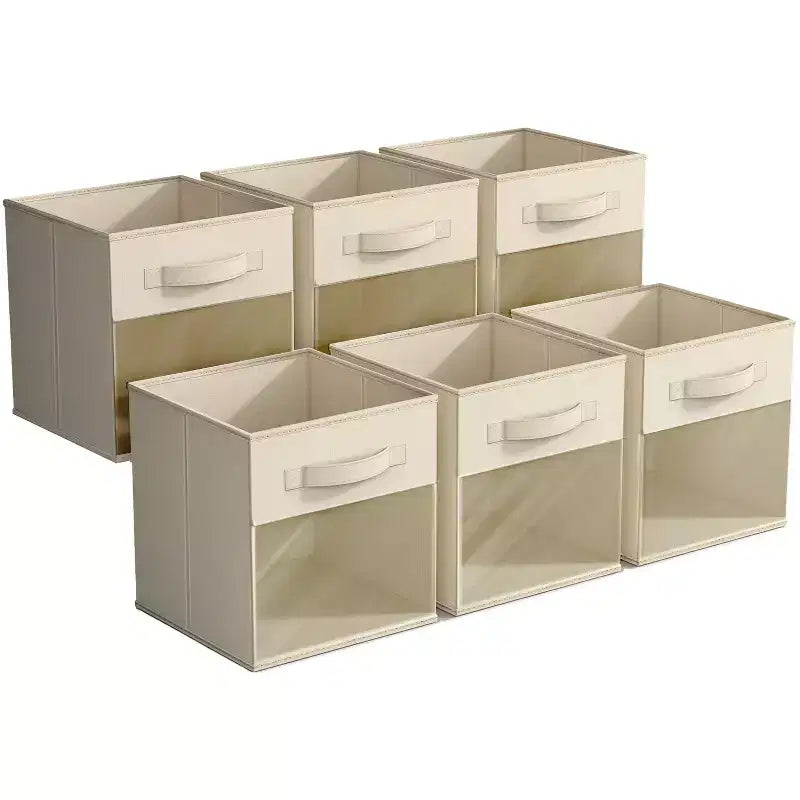 Lot de 6 bacs de rangement pliables en tissu de 28 cm avec fenêtre transparente – pour organiser vêtements, jouets, livres, étagères, placards et plus
