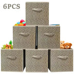 12 inch Foldable Cube Storage Bins Set of 6, Closet Organizers Bins and Storage Box for Toy Clothes-Brown