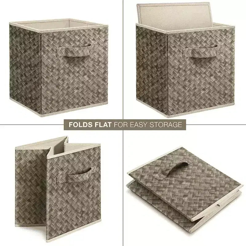 Lot de 6 bacs de rangement pliables de 30 cm, boîtes de rangement et organisateurs pour vêtements et jouets - Marron