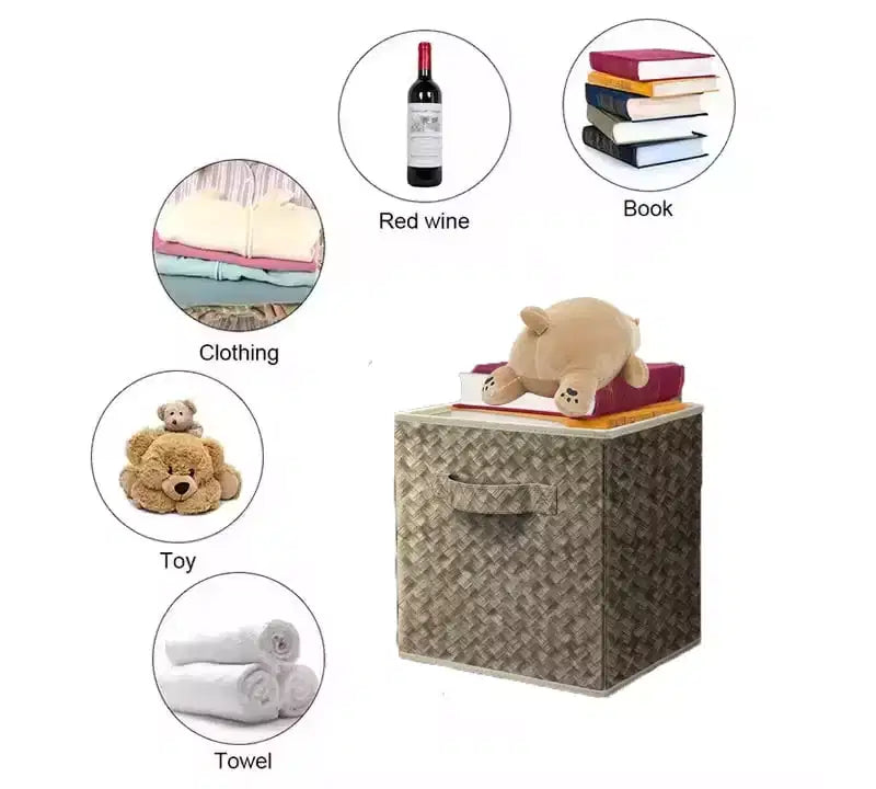 Lot de 6 bacs de rangement pliables de 30 cm, boîtes de rangement et organisateurs pour vêtements et jouets - Marron