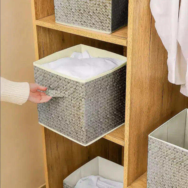 Lot de 6 bacs de rangement pliables de 30 cm, boîtes de rangement et organisateurs pour vêtements et jouets - Marron