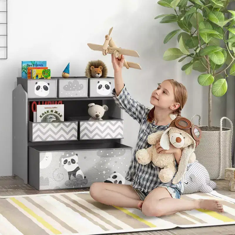Whisen Toy Organizer with 6 Storage Bins, Kids Storage Unit for Bedroom, Kids Room, Gift for Kids