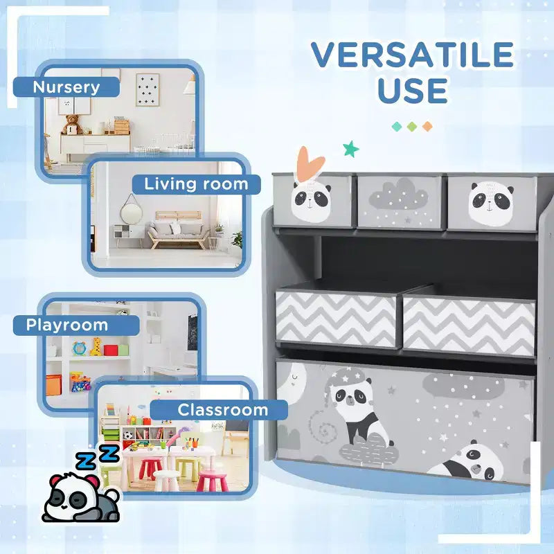 Organisateur de jouets avec 6 bacs de rangement, Meuble de rangement pour enfants pour chambre à coucher, chambre d'enfant, Cadeau pour enfants