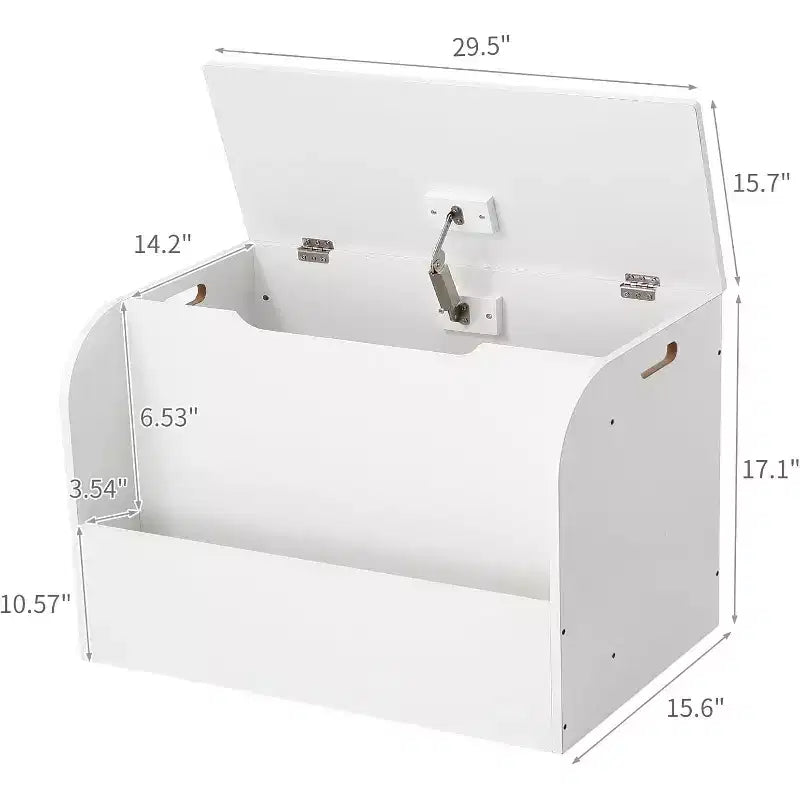 29.5 Organisateur de Rangement de Jouets Moderne pour Enfants, Coffre à Jouets pour Enfants avec Charnière de Sécurité et Étagère à Livres Frontale, Coffre de Rangement pour Jouets pour Salon, Salle de Jeux, Salle de Classe