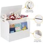 29.5 Organisateur de Rangement de Jouets Moderne pour Enfants, Coffre à Jouets pour Enfants avec Charnière de Sécurité et Étagère à Livres Frontale, Coffre de Rangement pour Jouets pour Salon, Salle de Jeux, Salle de Classe