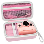 Etokfoks Pink Instant Print Camera Case for Kids Cameras, Storage Organizer with Mesh Pocket, 7.28 x 4.33 x 2.75 in