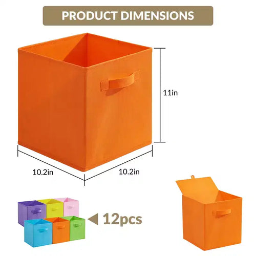 Lot de 12 paniers de rangement pliables avec poignées, boîtes de rangement en tissu non tissé aux couleurs macaron pour la maison, le placard, la chambre d'enfant