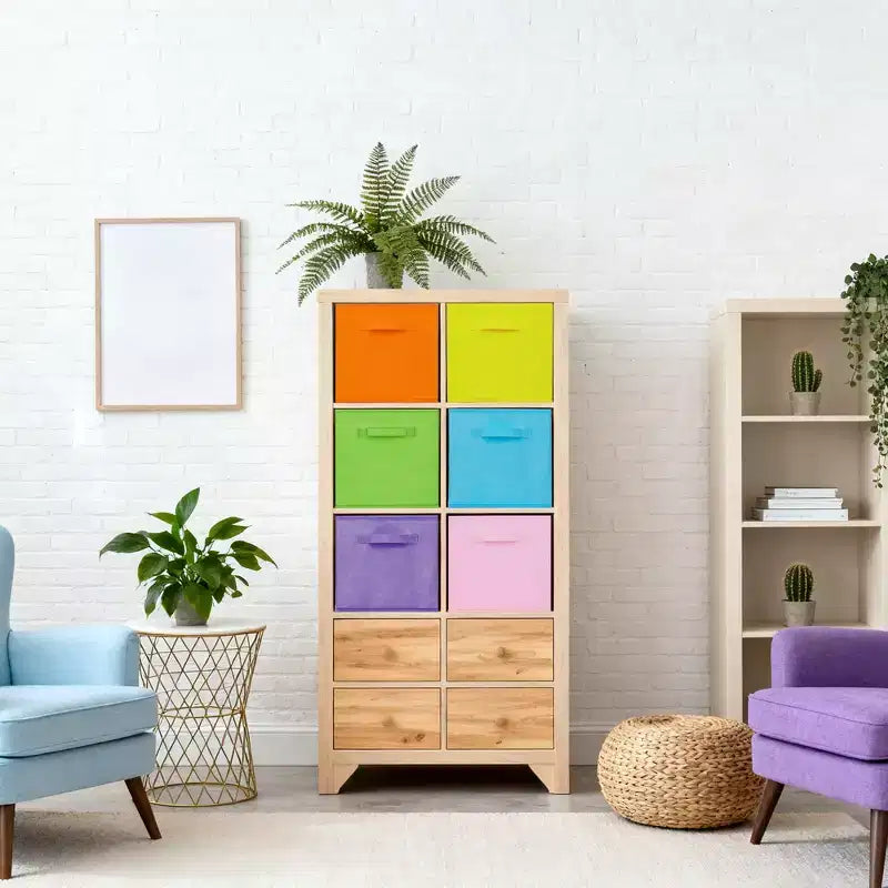 Lot de 12 paniers de rangement pliables avec poignées, boîtes de rangement en tissu non tissé aux couleurs macaron pour la maison, le placard, la chambre d'enfant