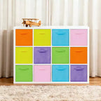 Lot de 12 paniers de rangement pliables avec poignées, boîtes de rangement en tissu non tissé aux couleurs macaron pour la maison, le placard, la chambre d'enfant