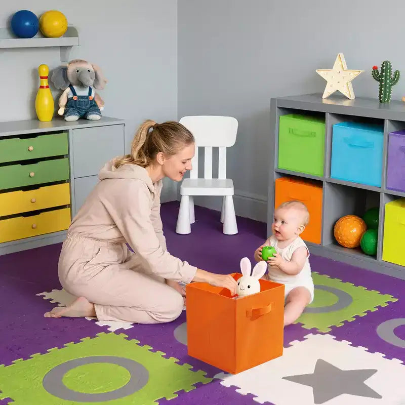 Lot de 12 paniers de rangement pliables avec poignées, boîtes de rangement en tissu non tissé aux couleurs macaron pour la maison, le placard, la chambre d'enfant