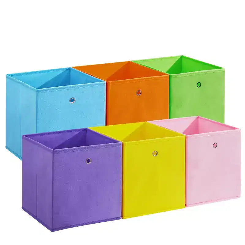 Set of 12 Foldable Fabric Storage Bins with Metal Ring Handles  Collapsible Storage Cubes for Closet, Shelves, Kids Room, Playroom, Living Room