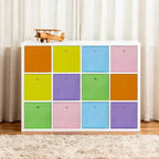 12 paniers de rangement pliables en tissu avec poignées en anneaux métalliques, bacs de rangement pliables pour placard, étagères, chambre d'enfant, salle de jeux, salon