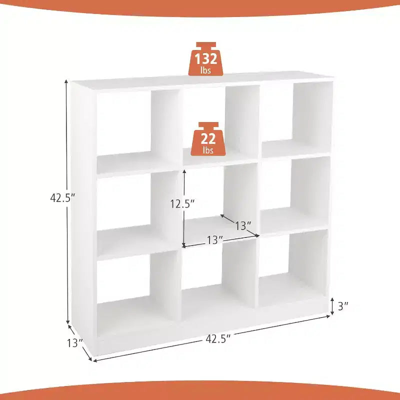 Organisateur de jouets pour enfants 9 compartiments 3 niveaux en bois, étagère de rangement ouverte