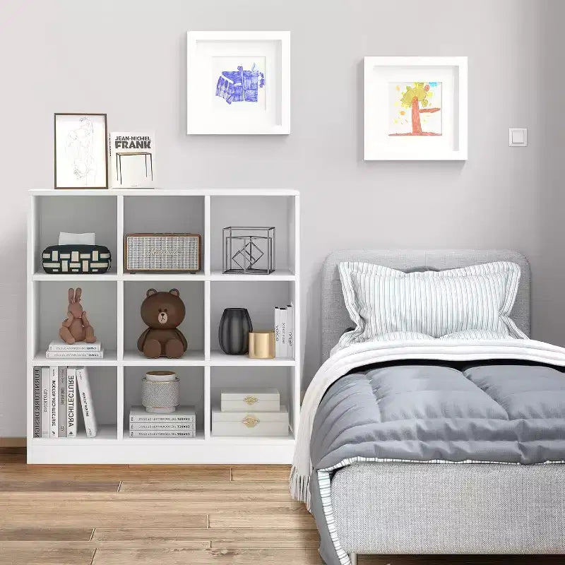 Organisateur de jouets pour enfants 9 compartiments 3 niveaux en bois, étagère de rangement ouverte