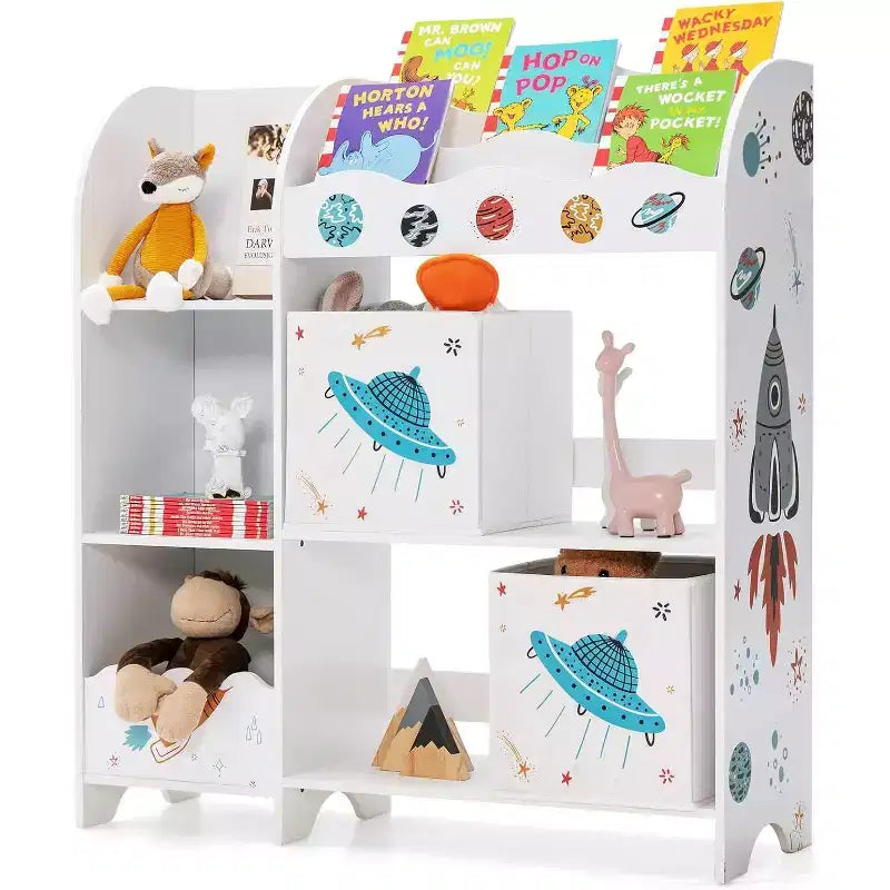 BALHAM TRADE-Kids Toy Storage Organizer - Wooden Unit with 2 Storage Boxes Ideal Toddler Storage