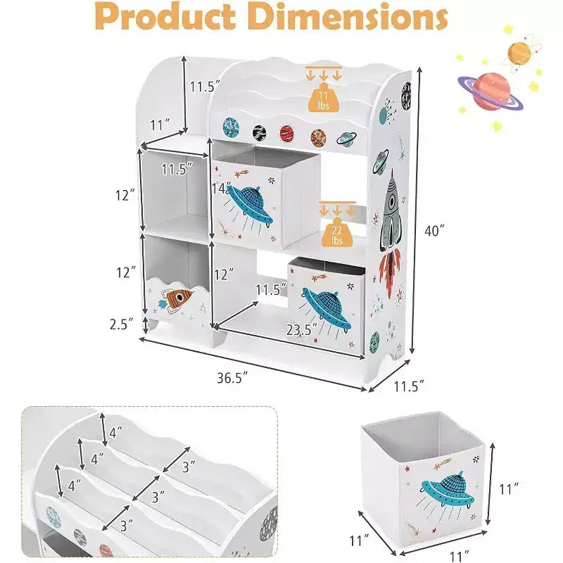 Meuble de rangement pour jouets d'enfants - Unité en bois avec 2 bacs de rangement, idéal pour les tout-petits