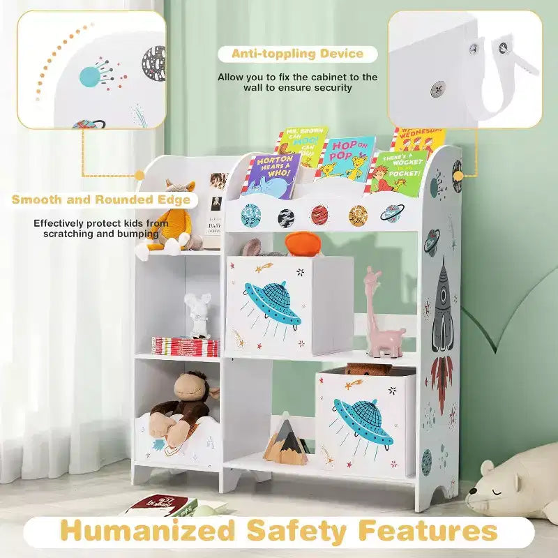 Meuble de rangement pour jouets d'enfants - Unité en bois avec 2 bacs de rangement, idéal pour les tout-petits