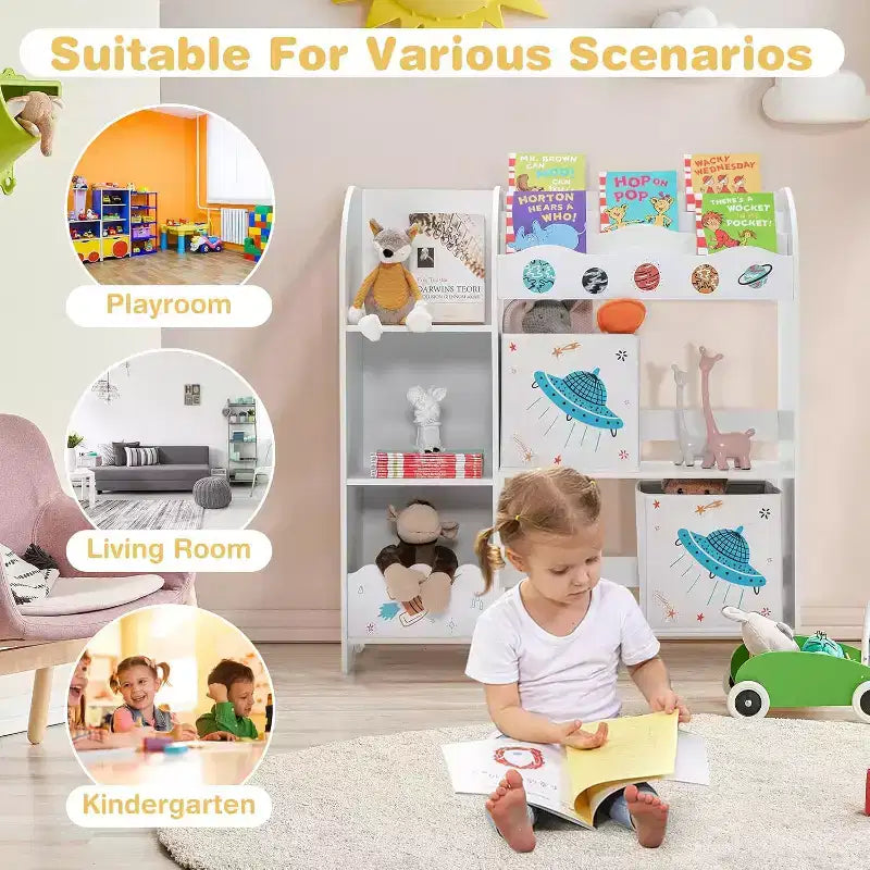 Meuble de rangement pour jouets d'enfants - Unité en bois avec 2 bacs de rangement, idéal pour les tout-petits