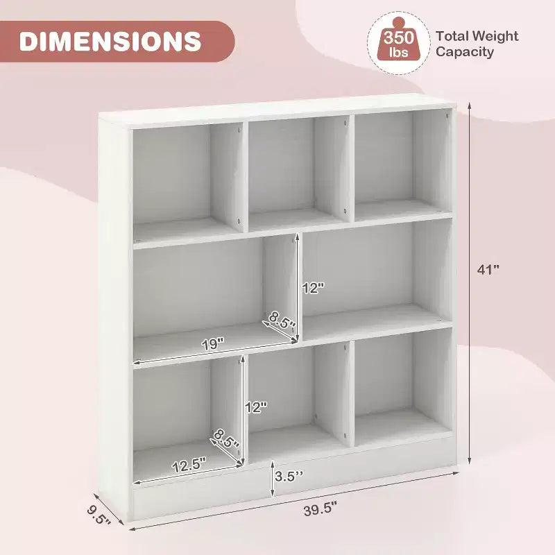 Organisateur de rangement de jouets pour enfants, coffre à jouets en bois à 8 sections, meuble de rangement à 3 niveaux