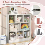 Organisateur de rangement de jouets pour enfants, coffre à jouets en bois à 8 sections, meuble de rangement à 3 niveaux