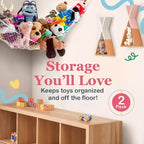 Hamac en filet extra large pour animaux en peluche, 2 pièces, organisateur de rangement de jouets suspendu dans un coin