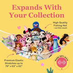 Hamac en filet extra large pour animaux en peluche, 2 pièces, organisateur de rangement de jouets suspendu dans un coin
