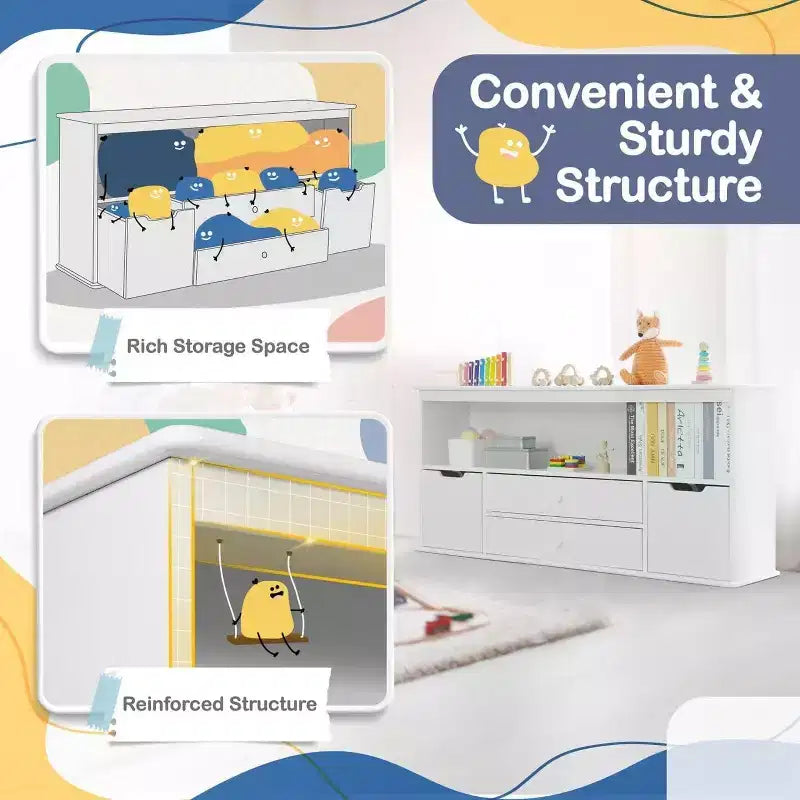 Organisateur de rangement de jouets avec 4 tiroirs et étagère pour garçons et filles