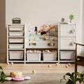 GDFStudio Rene Modern Kids Storage Cabinet with 8 Removable Toy Bins, 4-Tier Bookshelves and 2 Doors