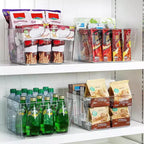 Lot de 4 bacs de rangement extra-larges carrés en acrylique transparent de 28x28 cm, pour garde-manger, placard, buanderie, cuisine, salle de bain, sous l'évier