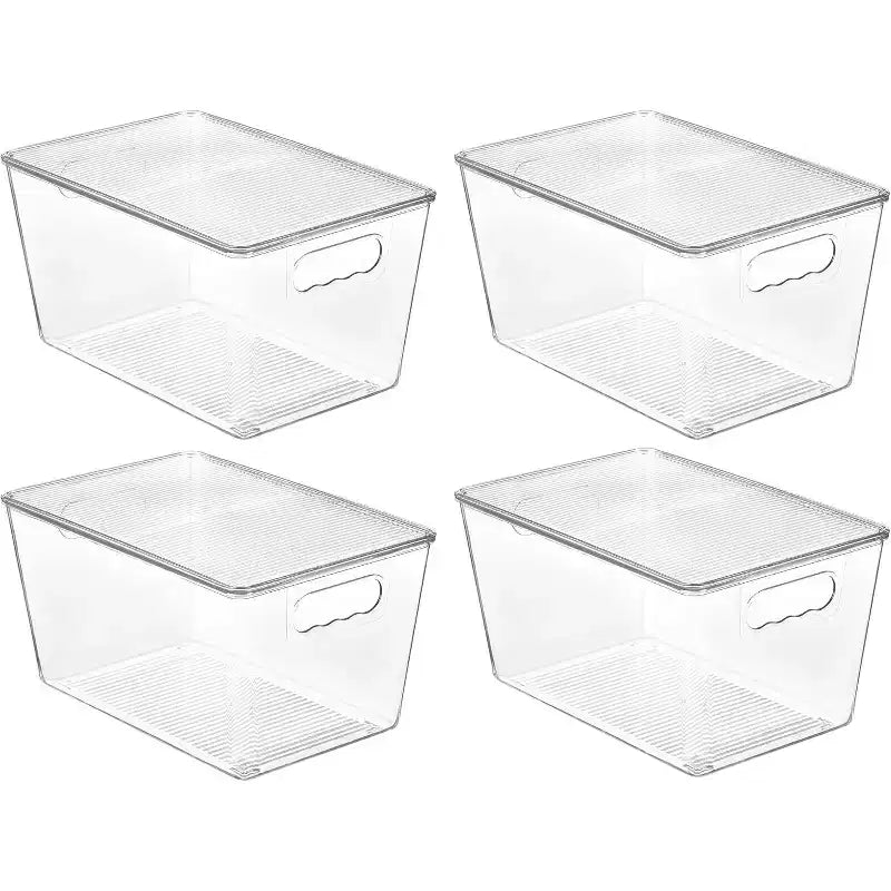 Vtopmart 4 Pack Clear Plastic Stackable Storage Bins with Lids, Perfect for Kitchen, Fridge,Cabinet, Closet, Bathroom Organization