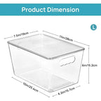 Lot de 4 bacs de rangement empilables en plastique transparent avec couvercles, parfaits pour l'organisation de la cuisine, du réfrigérateur, des placards, des armoires et de la salle de bain